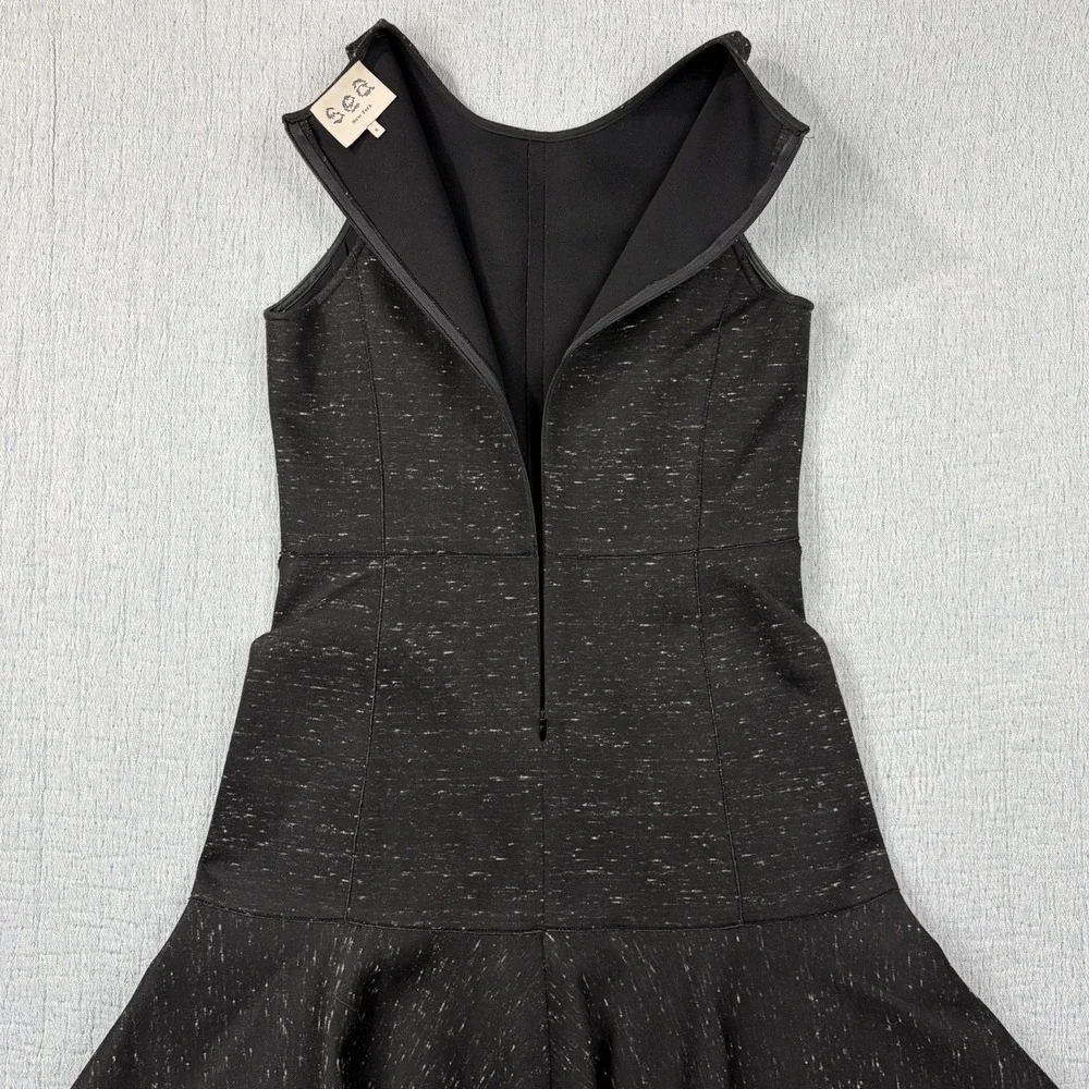 Sea New York Womens Black Speckled Ponte Knit‎ Fit & Flare Dress Size 6 EUC! - Picture 5 of 11